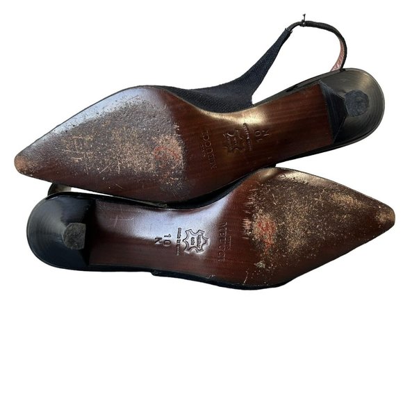 Sesto Meucci Black Fabric & Patent Leather Slingback Pointy Toe Heels Womens 10N - Picture 11 of 15